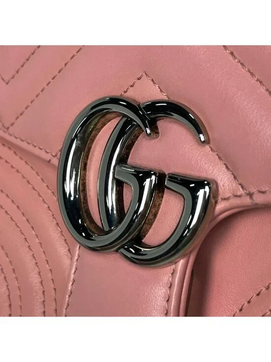 Gucci GG Marmont 2-Way Chain Shoulder Bag Double Leather Pink - Picture 5 of 9
